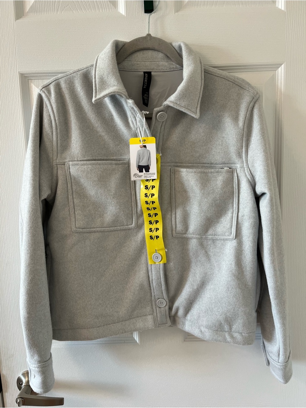 Mondetta Light Gray Button-Front Fleece Shacket